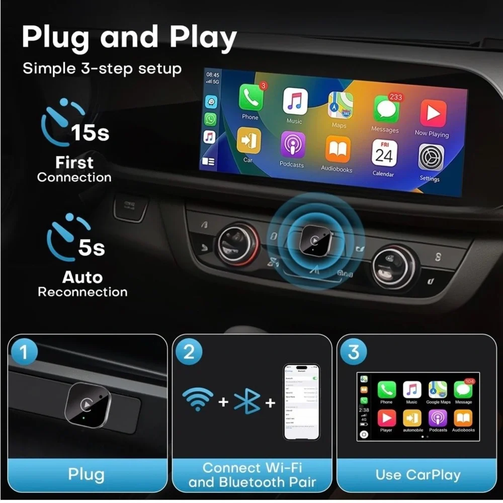 Wireless CarPlay Adapter - Black